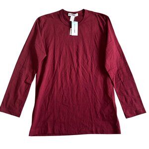 Comme Des Garcons Men's Sz XL Shirt Burgundy Long Sleeve Crewneck 100% Cotton